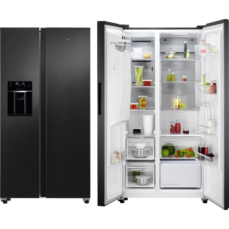 AEG 9000 Series 572 Litre Side-By-Side American Fridge Freezer - Black