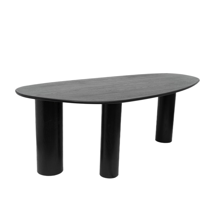 Large Black Oak Pebble Dining Table  - Seats 4 - 6 - Oscar