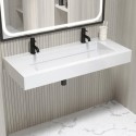 A1/OSL1200 ONLY OPENED - White Rectangular Wall Hung Basin with Hidden Waste 1200mm - Oslo