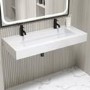 ONLY OPENED - White Rectangular Wall Hung Basin with Hidden Waste 1200mm - Oslo