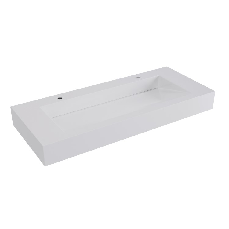 ONLY OPENED - White Rectangular Wall Hung Basin with Hidden Waste 1200mm - Oslo