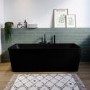 GRADE A1 - Matt Black Freestanding Double Ended Back to Wall Bath 1700 x 740mm - Oslo