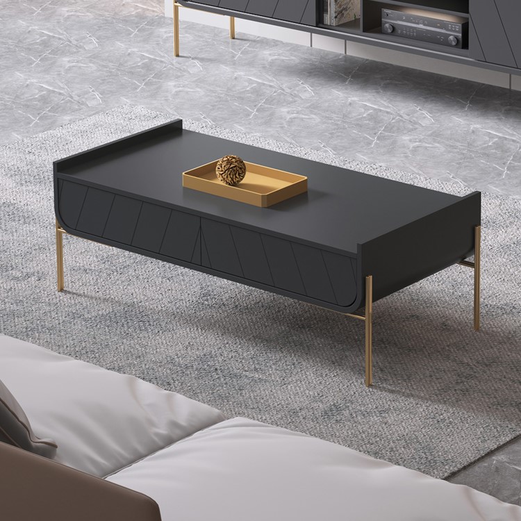 Large Dark Grey Coffee Table with Storage - Olis