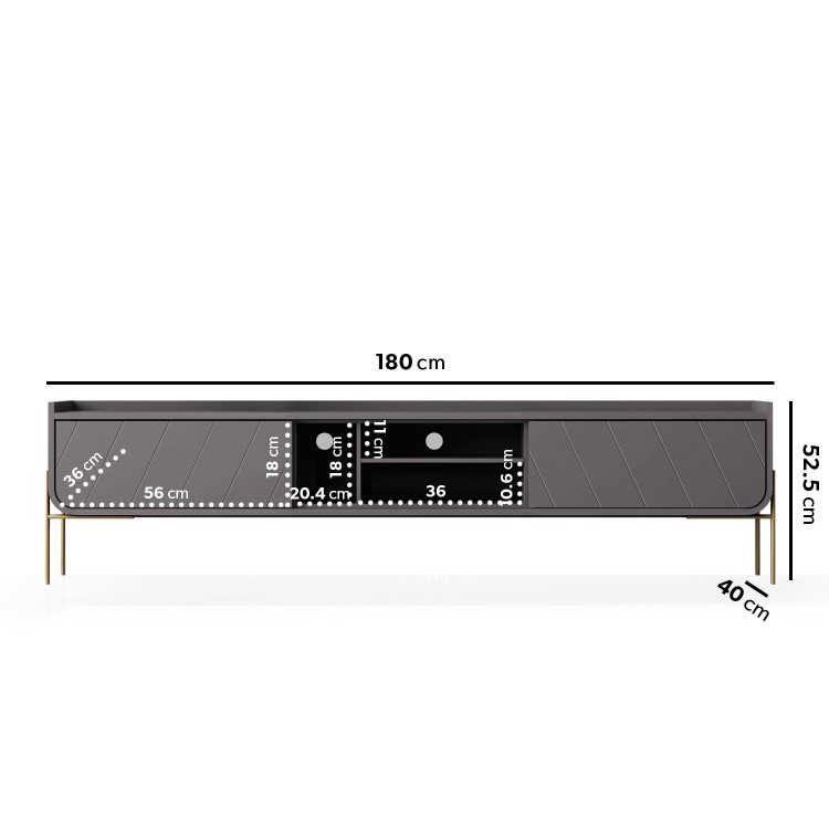 Wide Dark Grey TV Stand with Storage - TV's up to 70" - Olis
