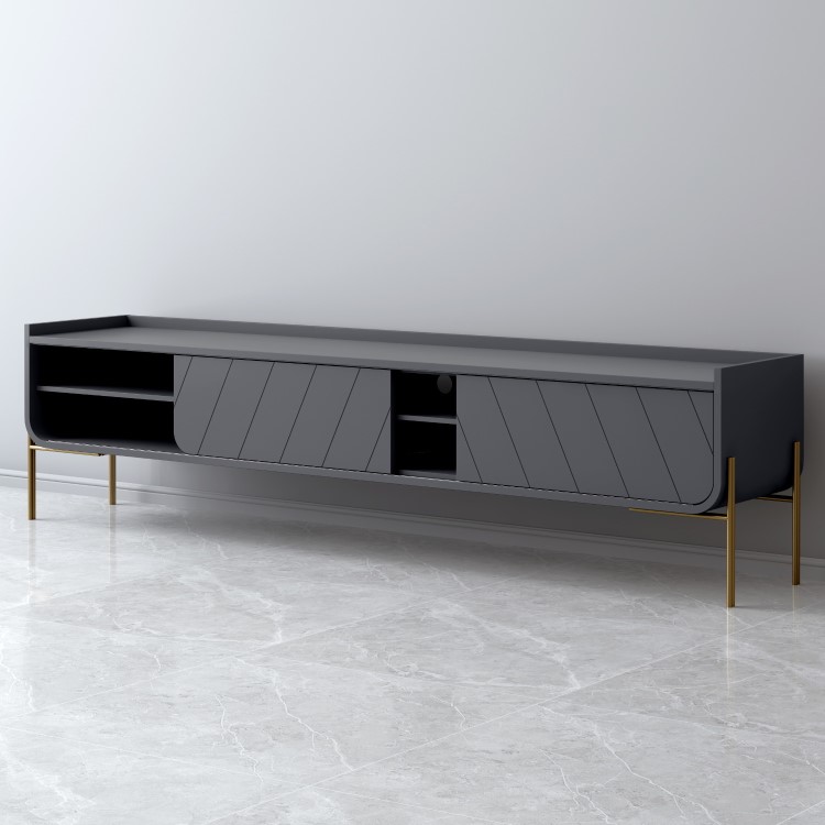 Wide Dark Grey TV Stand with Storage - TV's up to 70" - Olis