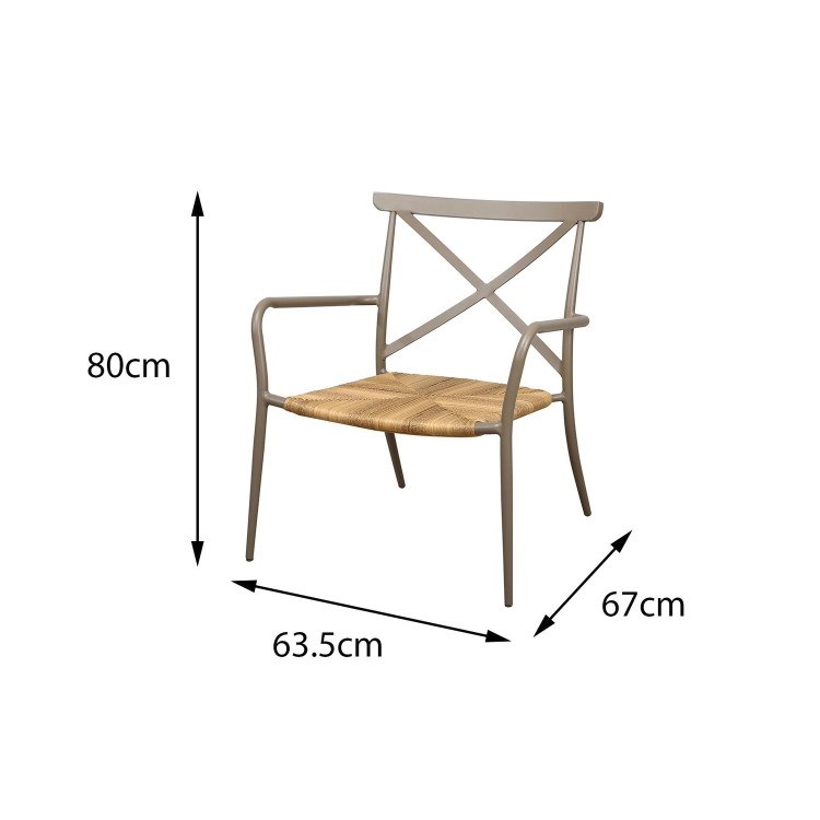 Oseasons Milos Metal Garden Table & Chairs Patio Set in Taupe