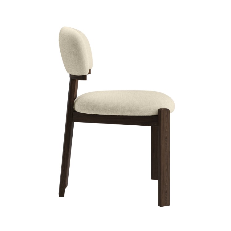 Rectangular Walnut Dining Table Set with 4 Cream Upholstered Chairs - Seats 4 - Noor