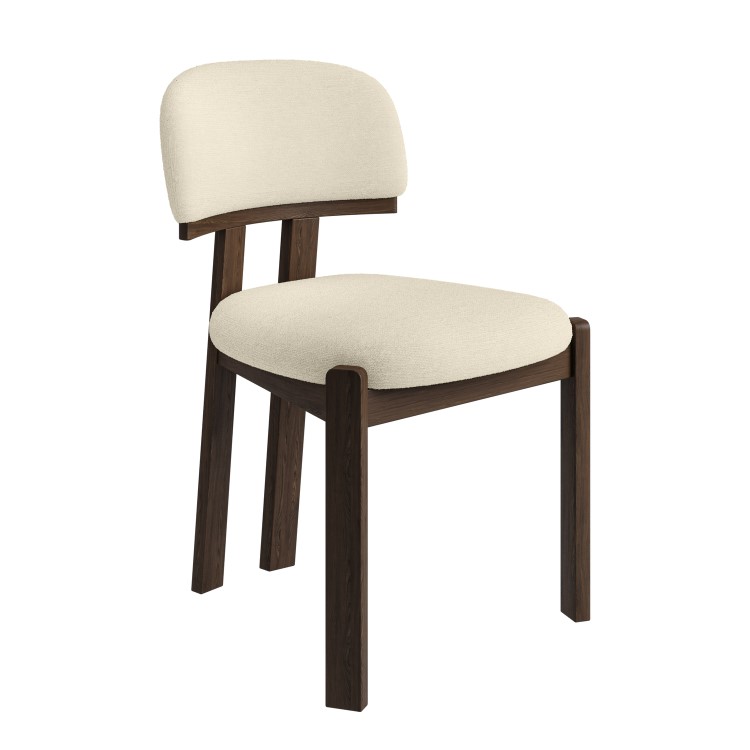 Rectangular Walnut Dining Table Set with 4 Cream Upholstered Chairs - Seats 4 - Noor