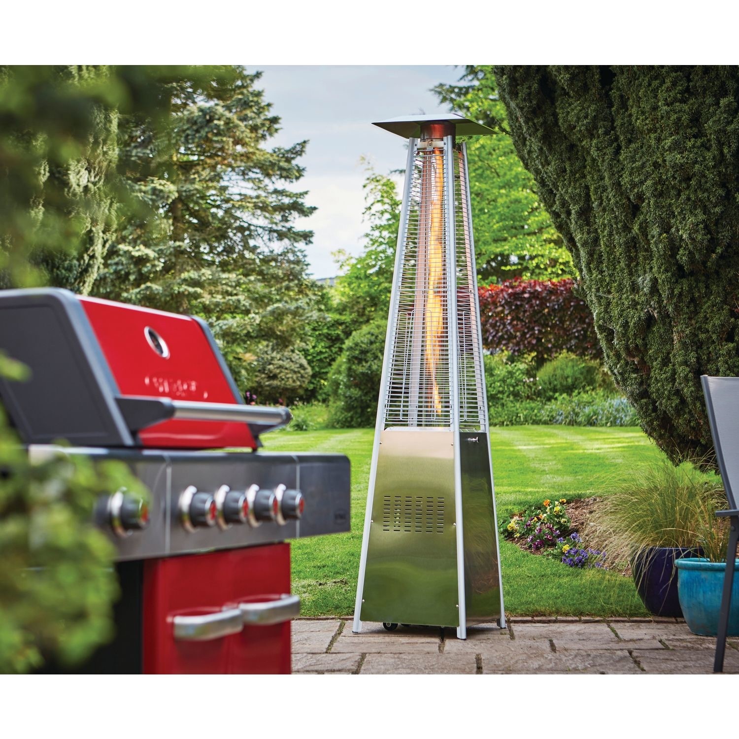 Outback Signature Flame Tower Pyramid Gas Patio Heater Stainless