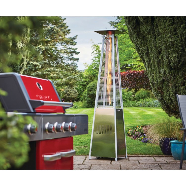 Outback Signature Flame Tower Pyramid Gas Patio Heater - Stainless Steel