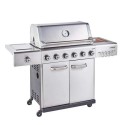 OUT370768 Outback Jupiter 6 Burner Hybrid BBQ Grill with Chopping Board - Stainless Steel