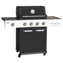 OUT370793 Outback Jupiter - 4 Burner Gas Hybrid BBQ Grill with Side Burner - Black