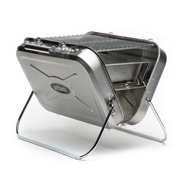 Outback Portable - Briefcase Style Charcoal BBQ Grill - Stainless Steel