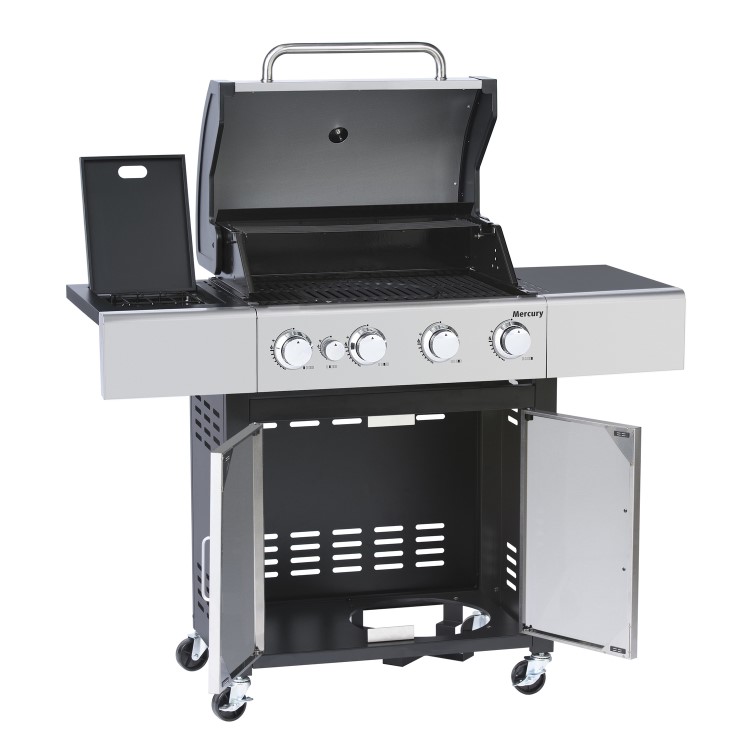 Outback OUT371151 Mercury 4 Burner Gas BBQ Hybrid - Stainless Steel
