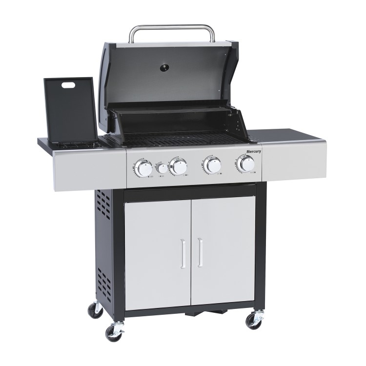 Outback OUT371151 Mercury 4 Burner Gas BBQ Hybrid - Stainless Steel