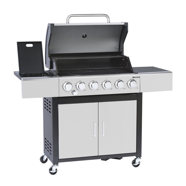 Outback OUT371152 Mercury 6 Burner Gas BBQ Hybrid - Stainless Steel 