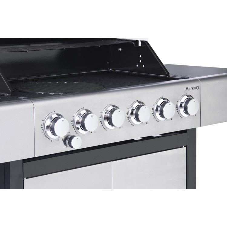 Outback OUT371152 Mercury 6 Burner Gas BBQ Hybrid - Stainless Steel 