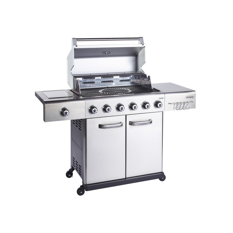 Outback Jupiter 6 Burner Gas BBQ Hybrid  - Stainless Steel