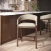 Walnut & Beige Upholstered Curved Kitchen Stool with Back - Owen