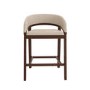 Walnut & Beige Upholstered Curved Kitchen Stool with Back - Owen