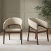 Set of 2 Walnut and Beige Upholstered Curved Dining Chairs - Owen