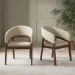 Set of 2 Walnut and Beige Upholstered Curved Dining Chairs - Owen