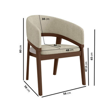 Round Walnut Dining Table Set with 4 Beige Upholstered Chairs - Seats 4 - Owen