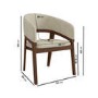 Set of 2 Walnut and Beige Upholstered Curved Dining Chairs - Owen