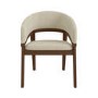 Set of 2 Walnut and Beige Upholstered Curved Dining Chairs - Owen