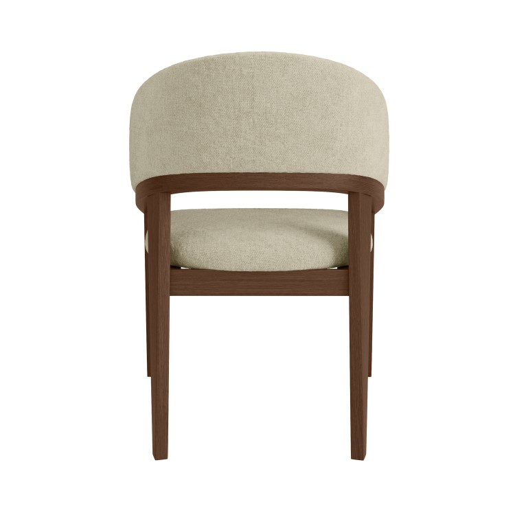 Set of 2 Walnut and Beige Upholstered Curved Dining Chairs - Owen