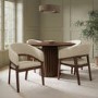 Set of 2 Walnut and Beige Upholstered Curved Dining Chairs - Owen