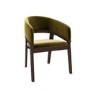 Set of 4 Walnut & Olive Green Velvet Curved Dining Chairs - Owen