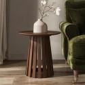 OWE006 Round Walnut Pedestal Side Table - Owen