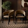 Set of 2 Black and Brown Velvet Curved Dining Chairs - Owen
