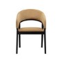 Round Black Dining Table Set with 4 Brown Velvet Chairs - Seats 4 - Owen