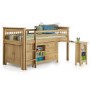 Oxford Pine Mid Sleeper Bed with Pull Out Desk - Ladder fixes to either side!