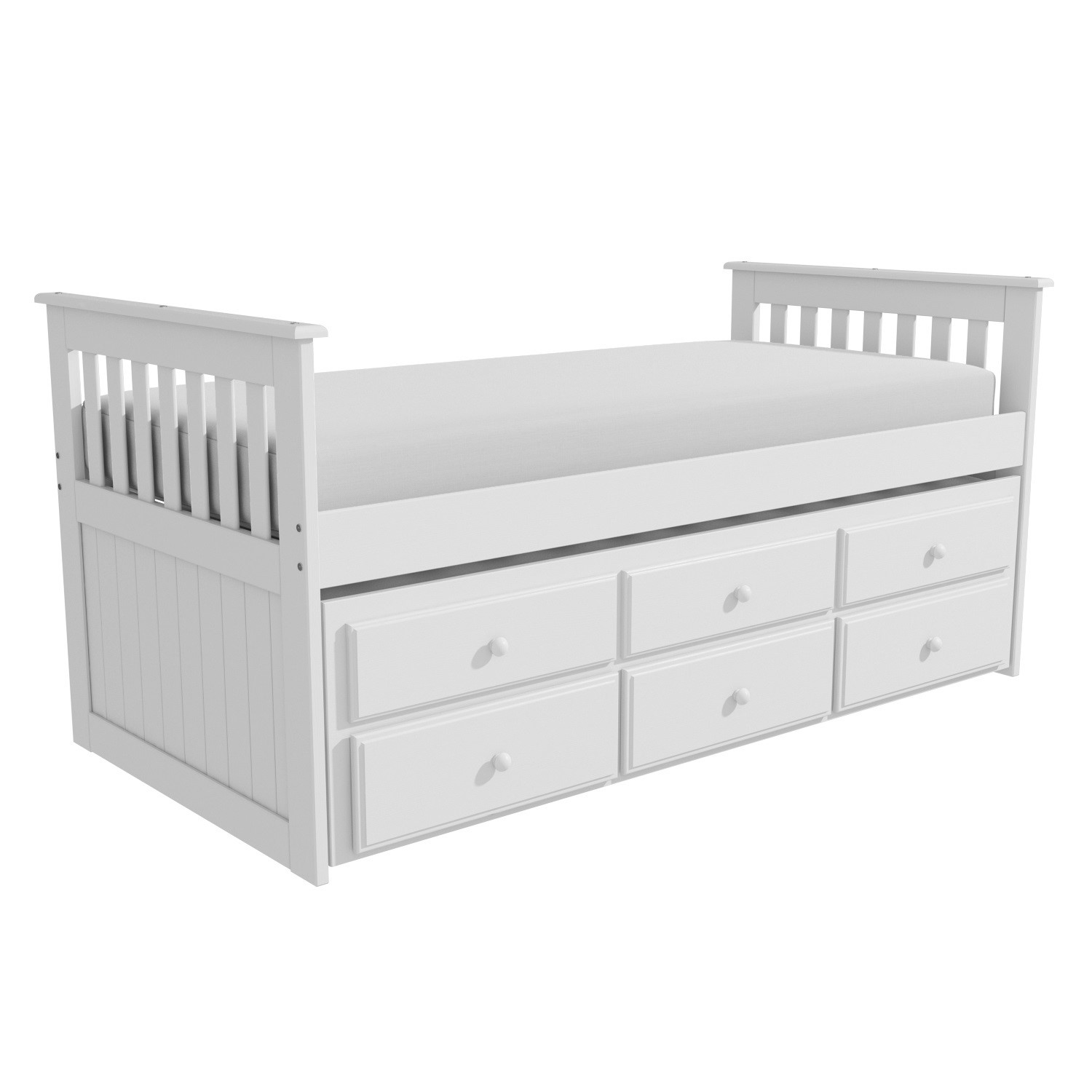Single White Wooden Guest Bed with Storage and Trundle Oxford Page 1 BuyItDirect.ie