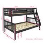Oxford Triple Bunk Bed in Dark Grey - Small Double