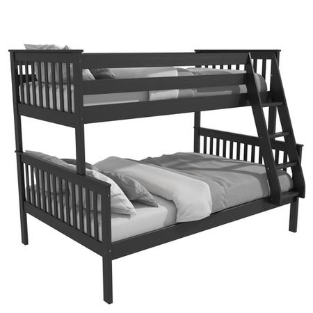 Oxford Triple Bunk Bed in Dark Grey - Small Double
