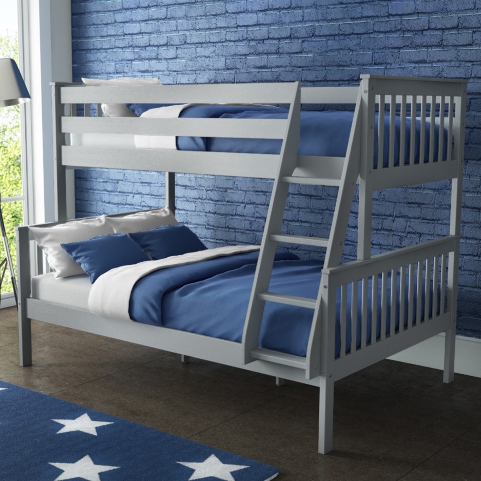 Oxford Triple Bunk Bed in Light Grey Small Double BuyItDirect.ie