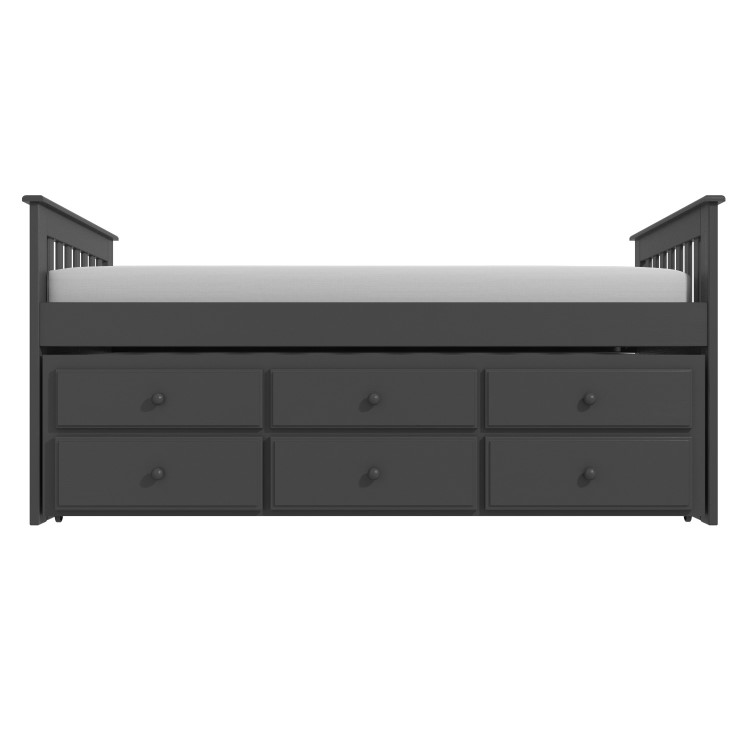 Oxford Captains Guest Bed With Storage in Dark Grey - Trundle Bed Included