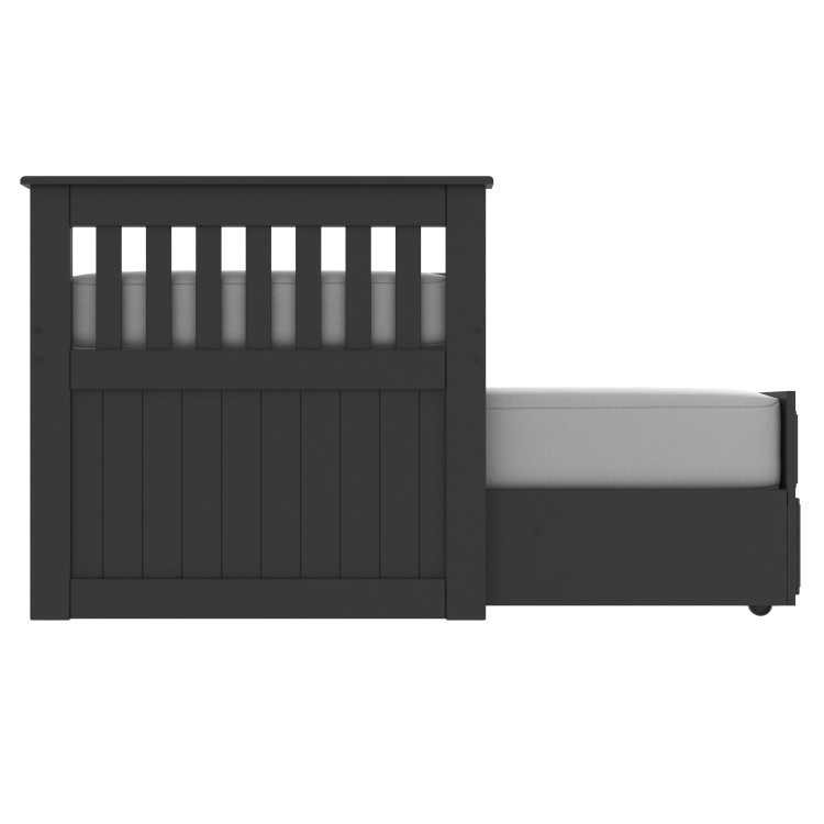 Oxford Captains Guest Bed With Storage in Dark Grey - Trundle Bed Included