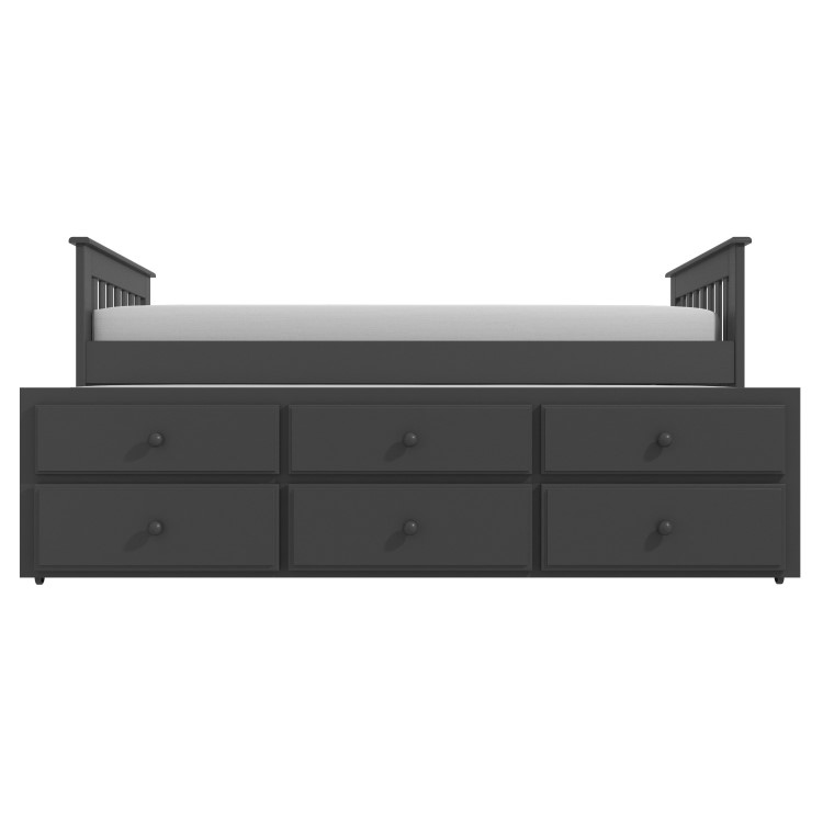 Oxford Captains Guest Bed With Storage in Dark Grey - Trundle Bed Included