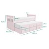 Oxford Captains Guest Bed With Storage in Light Pink - Trundle Bed Included