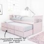 Oxford Captains Guest Bed With Storage in Light Pink - Trundle Bed Included