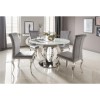 Orion Mirrored Round Dining Table with White Glass Top - Vida Living 