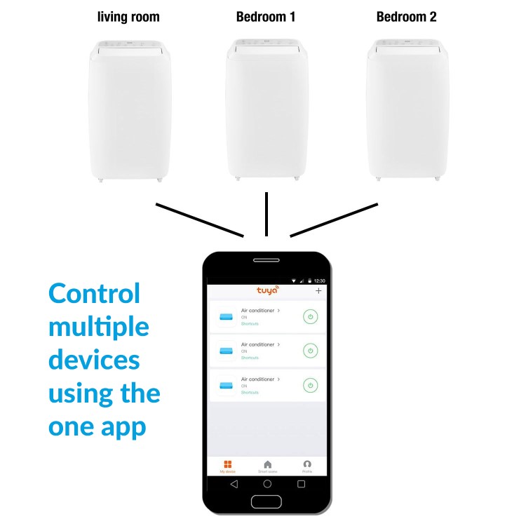 electriQ 12000 BTU SMART WIFI App-controllable Portable Air Conditioner with heatpump for rooms up to 30 sqm - Alexa Enabled