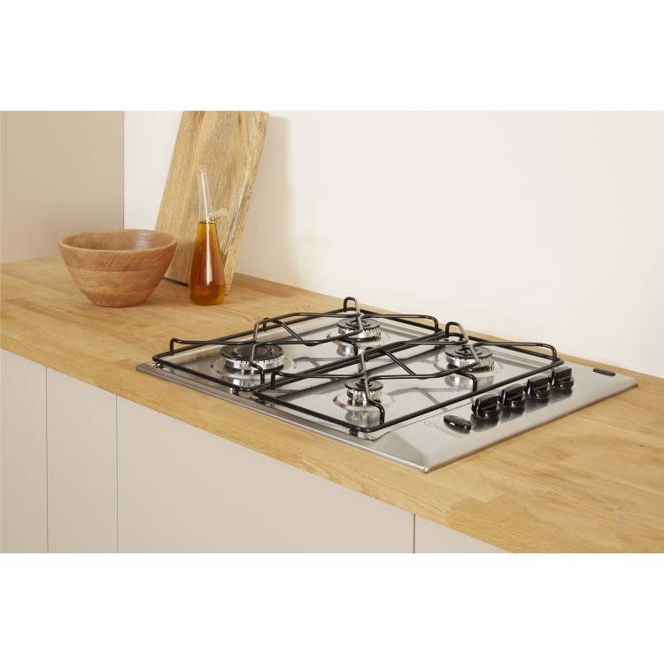 Refurbished Indesit Aria PAA642IXI 58cm 4 Burner Gas Hob Stainless Steel