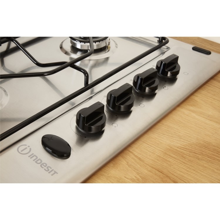 Refurbished Indesit Aria PAA642IXI 58cm 4 Burner Gas Hob Stainless Steel