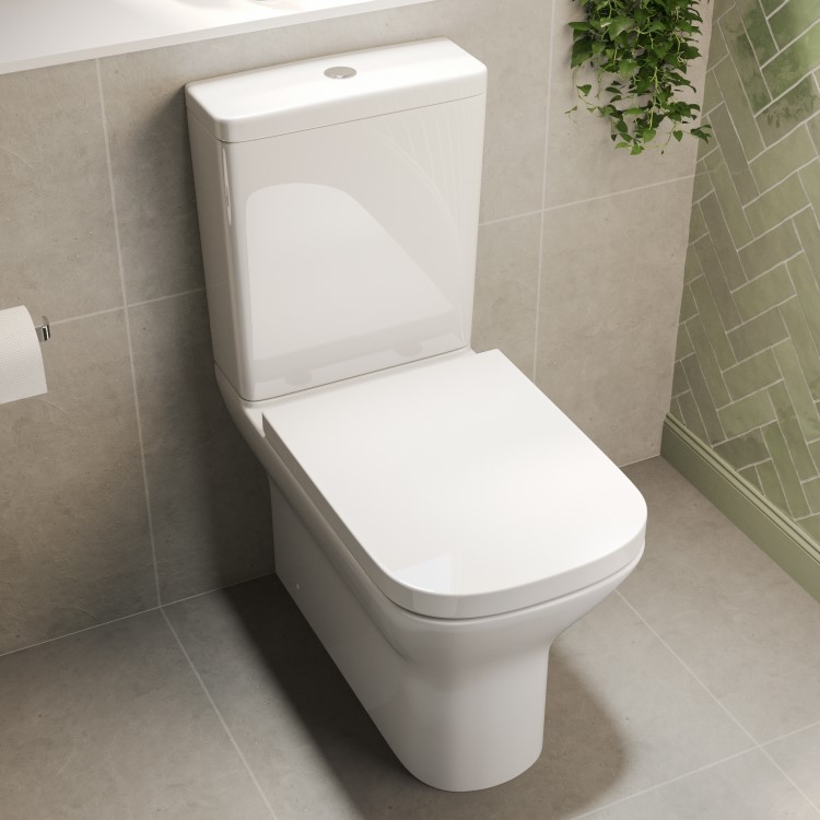 ONLY OPENED - Close Coupled Rimless Closed Back Toilet with Soft Close Seat - Palma